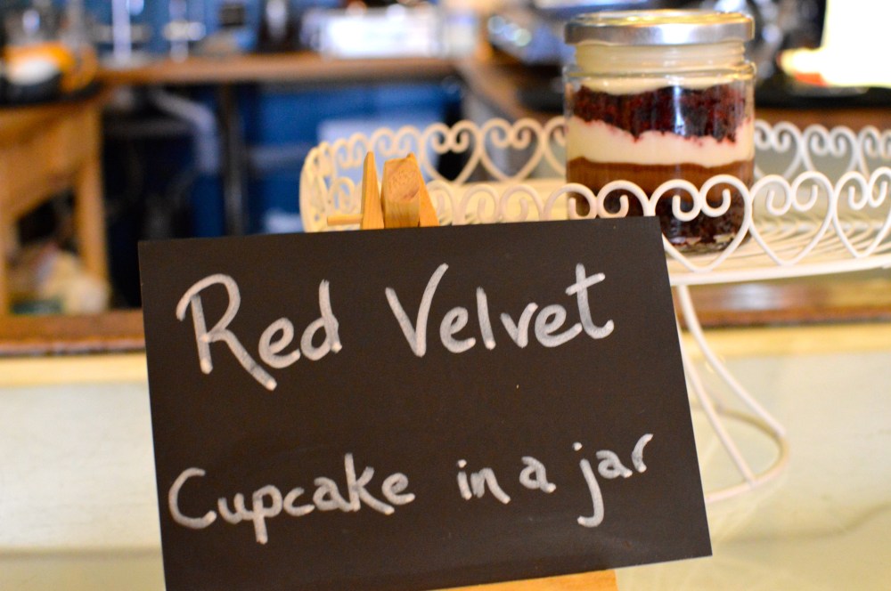 Red Velvet cupcake in a jar