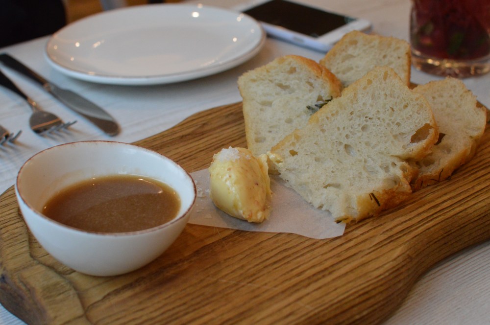 Warm focaccia bread, house whipped roast chicken butter, dipping gravy
