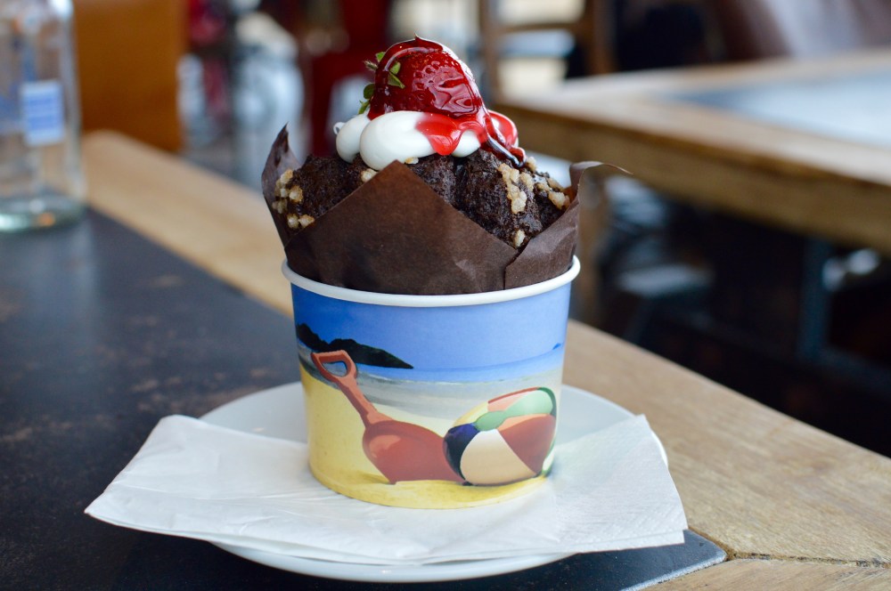Chocolate Muffin with Strawberry, The View, Tynemouth Longsands